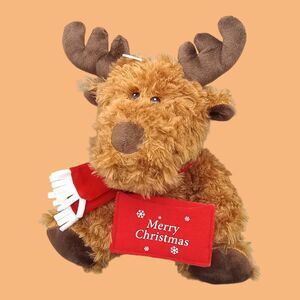 American Greetings Moose Plush Merry Christmas 8" Brown Stuffed Animal